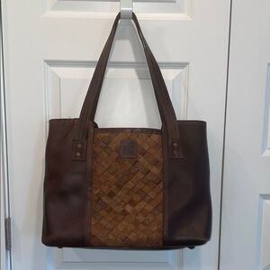 STS Brown Woven Leather Tote Bag